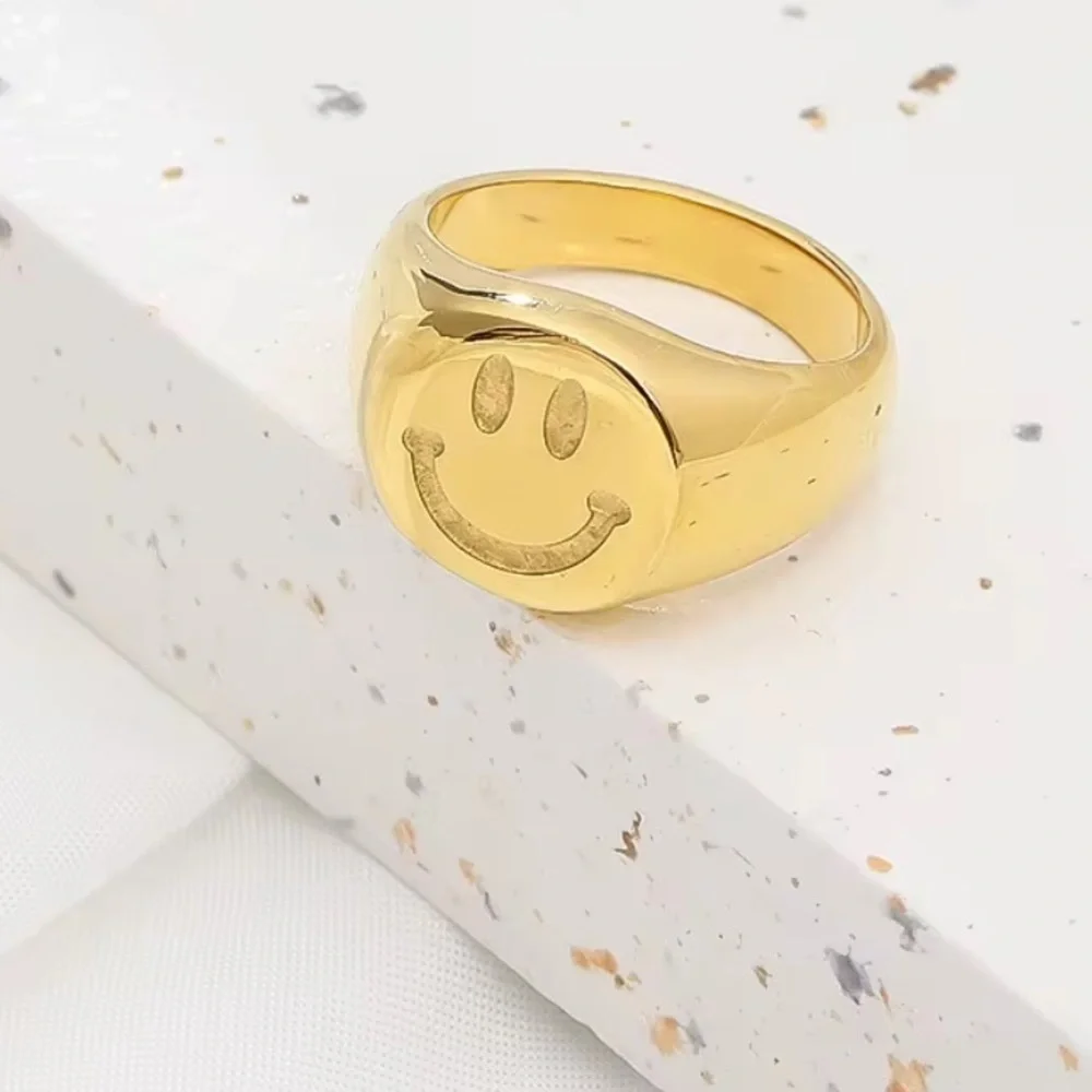 Stylish Smiley Face Ring Size 7 – Stainless Steel